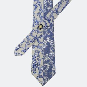 VERSACE Tie Medusa Logo Baroque Textured Silk Light Blue Necktie Width3 1/2"